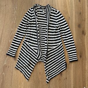 Poof! Black and White Striped Cardigan